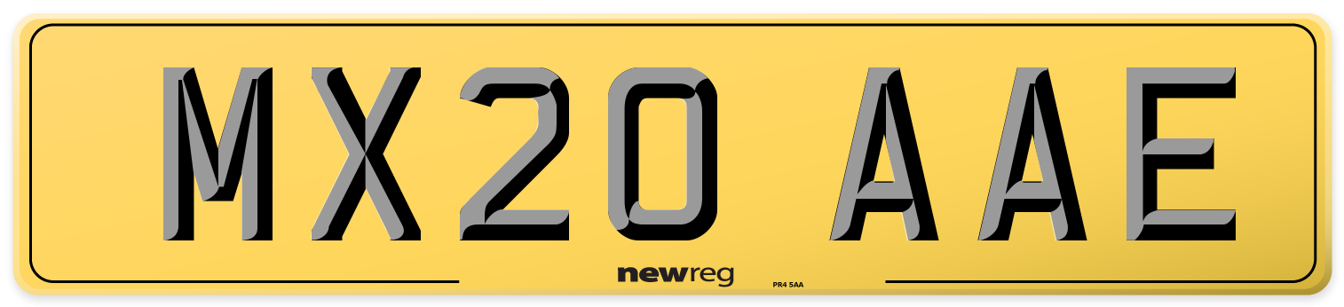 MX20 AAE Rear Number Plate