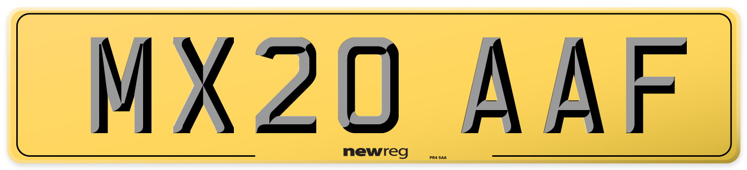 MX20 AAF Rear Number Plate