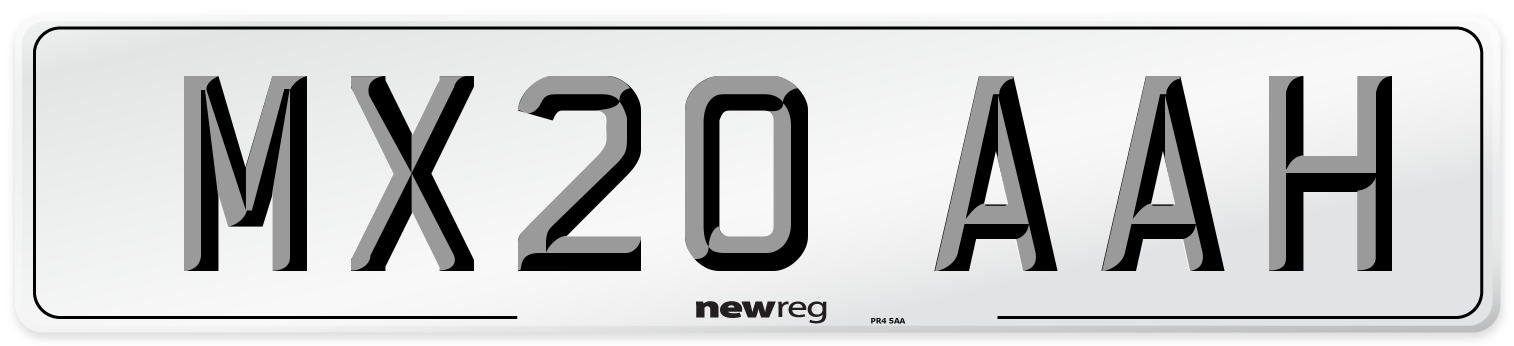 MX20 AAH Front Number Plate