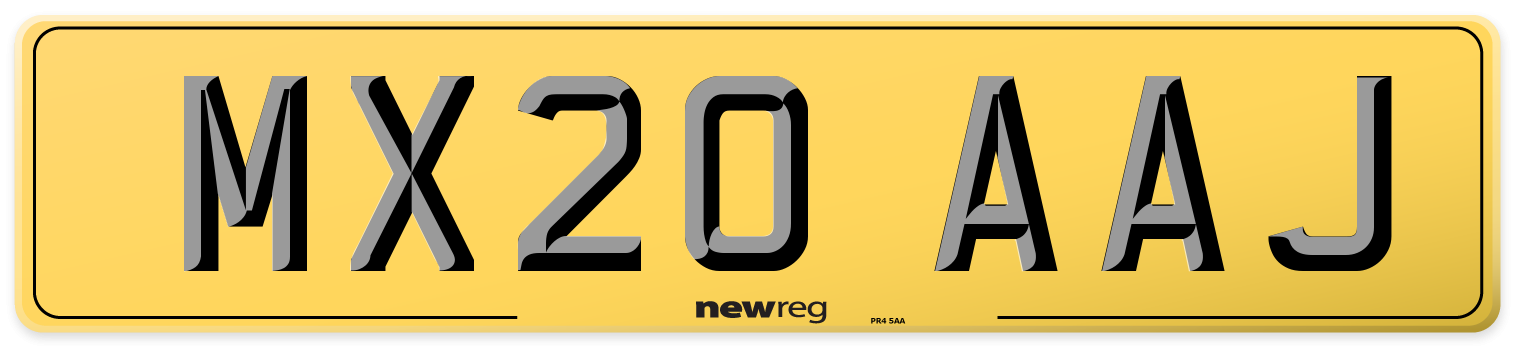 MX20 AAJ Rear Number Plate