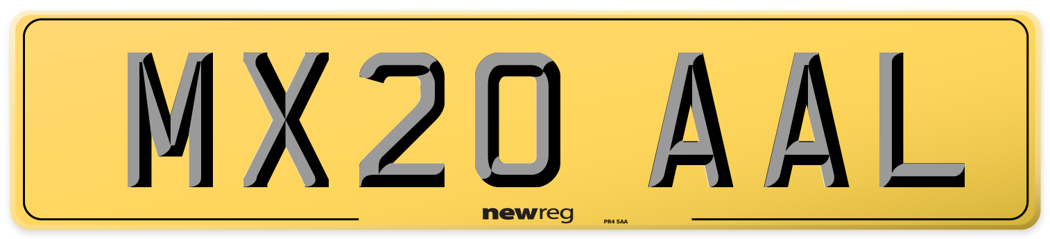 MX20 AAL Rear Number Plate