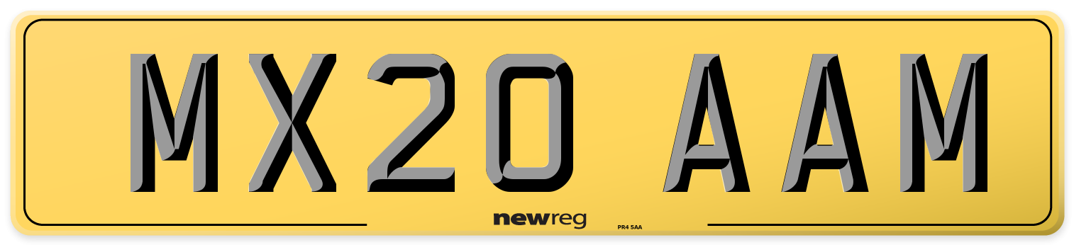 MX20 AAM Rear Number Plate