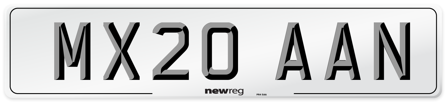 MX20 AAN Front Number Plate