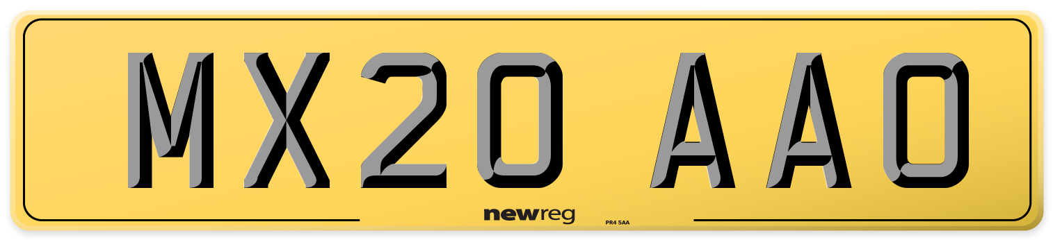 MX20 AAO Rear Number Plate