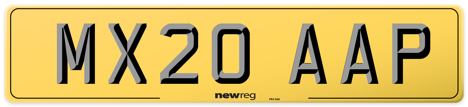 MX20 AAP Rear Number Plate