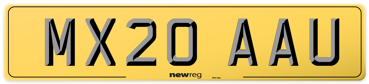 MX20 AAU Rear Number Plate