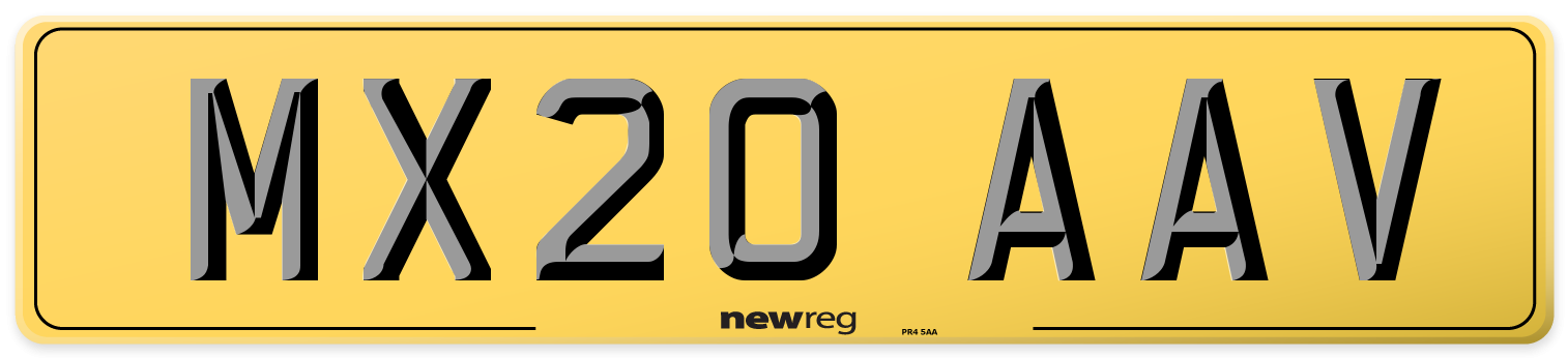 MX20 AAV Rear Number Plate