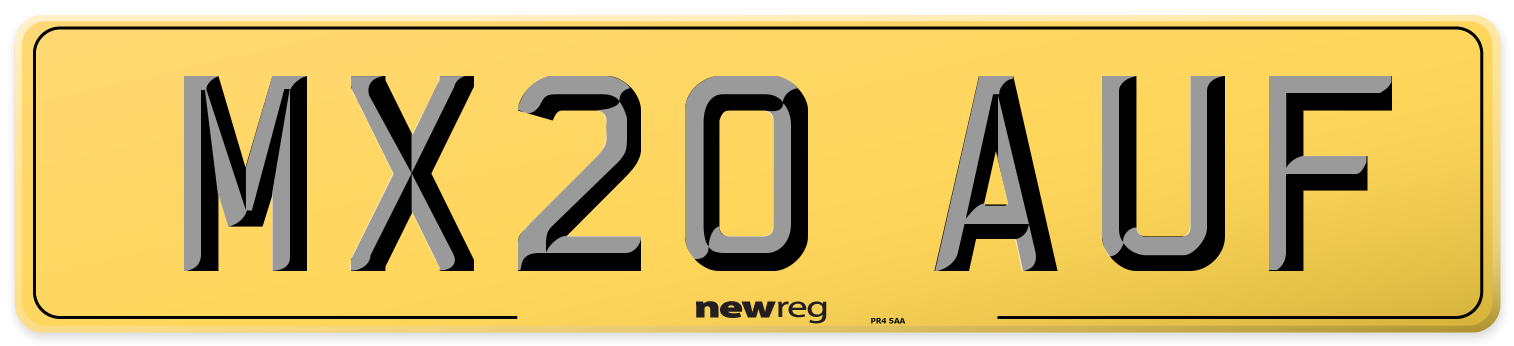 MX20 AUF Rear Number Plate