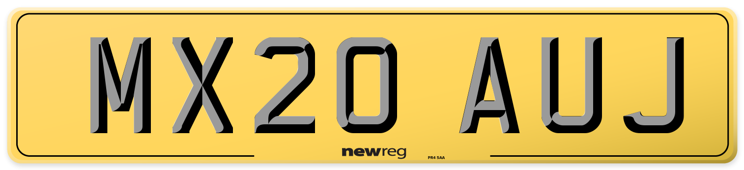 MX20 AUJ Rear Number Plate
