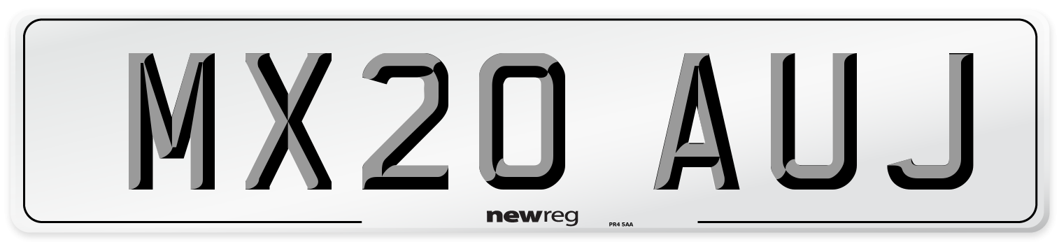 MX20 AUJ Front Number Plate