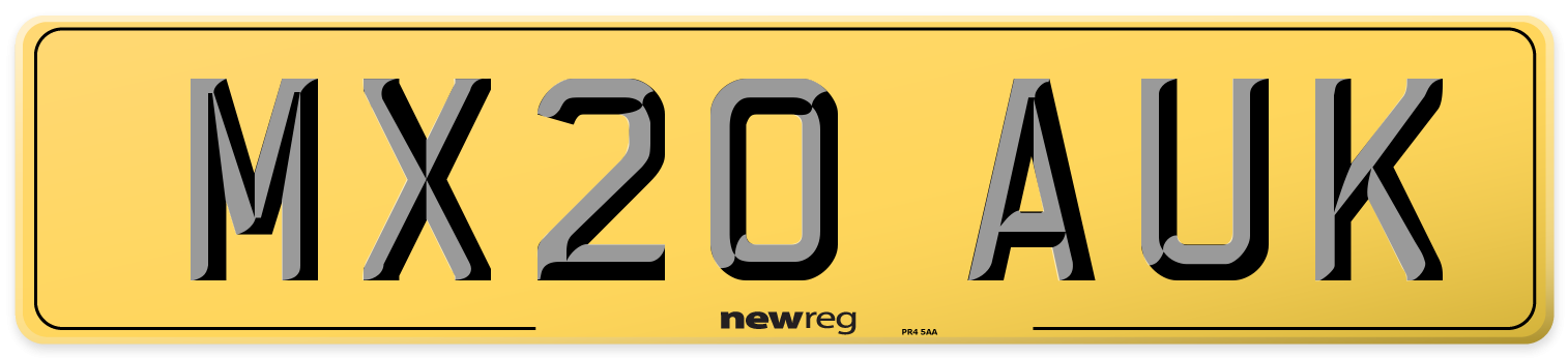 MX20 AUK Rear Number Plate