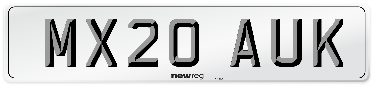 MX20 AUK Front Number Plate