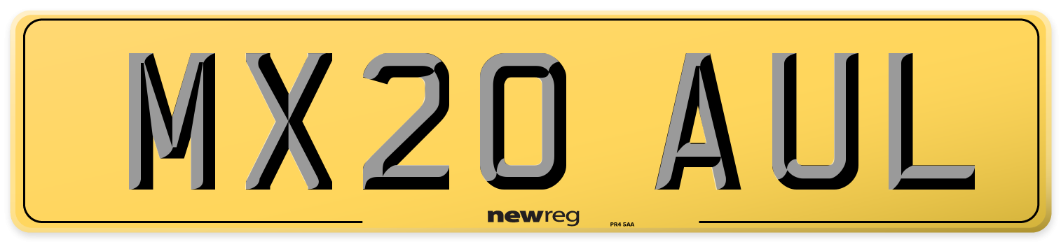 MX20 AUL Rear Number Plate