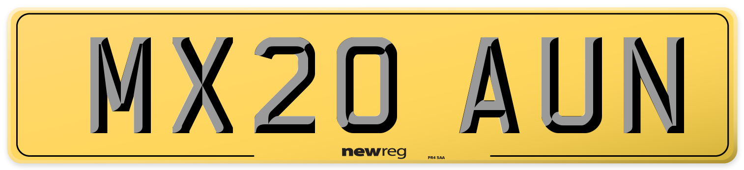 MX20 AUN Rear Number Plate