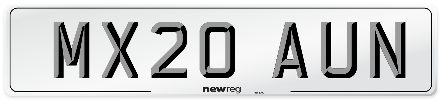 MX20 AUN Front Number Plate