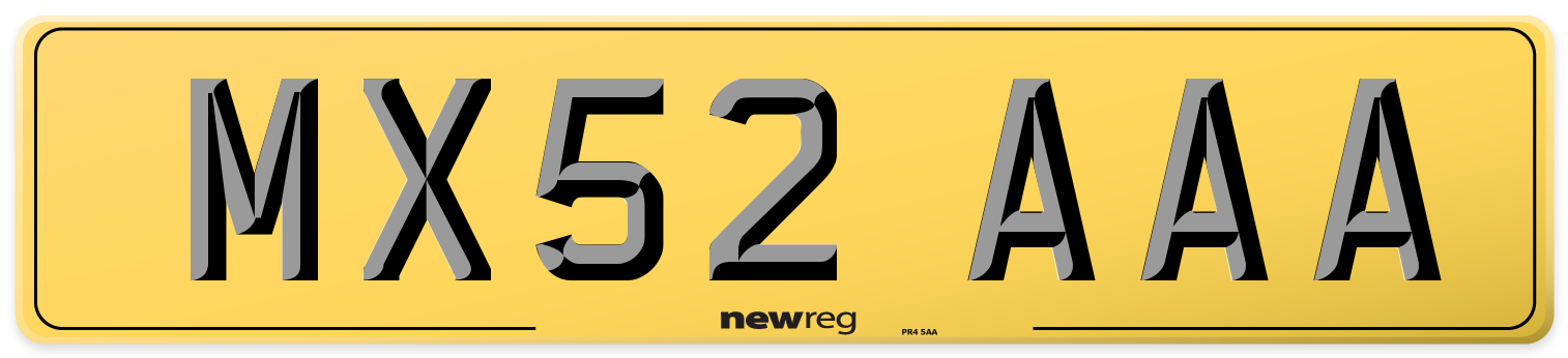 MX52 AAA Rear Number Plate
