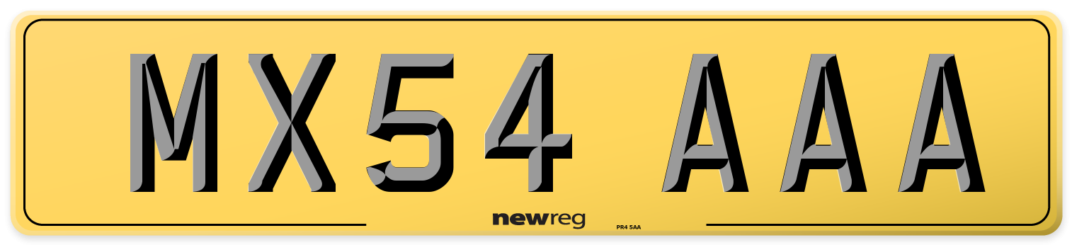 MX54 AAA Rear Number Plate