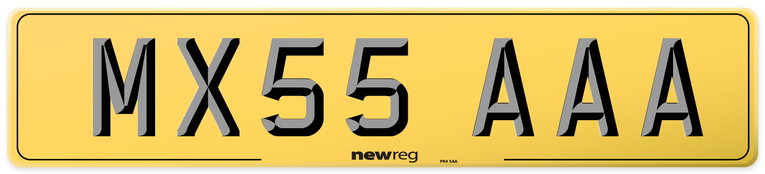MX55 AAA Rear Number Plate