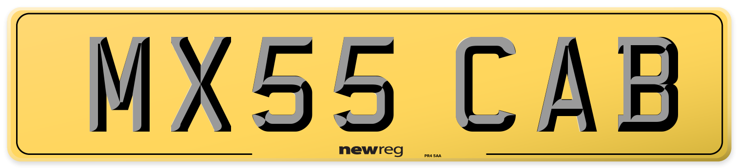 MX55 CAB Rear Number Plate