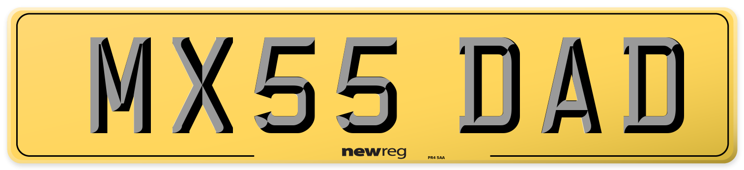 MX55 DAD Rear Number Plate