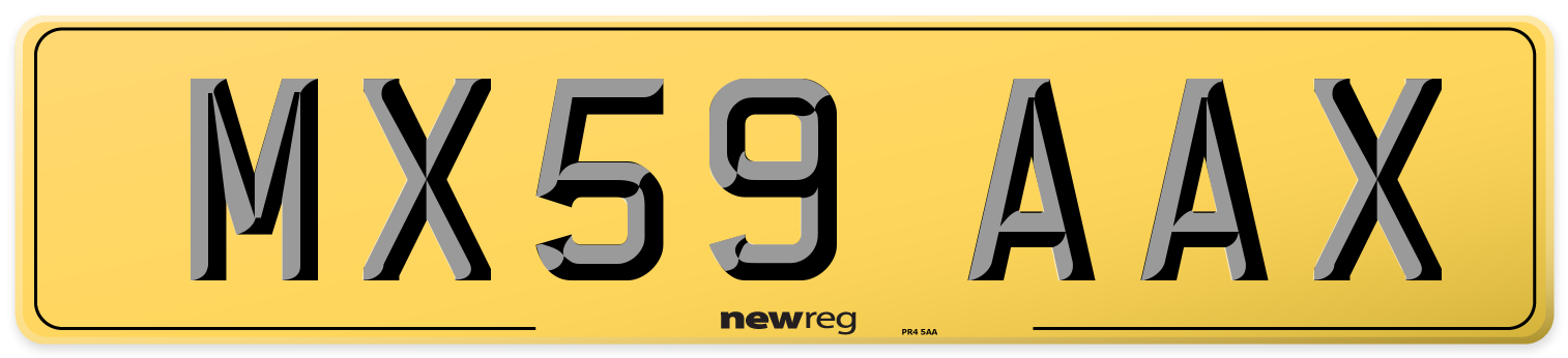MX59 AAX Rear Number Plate
