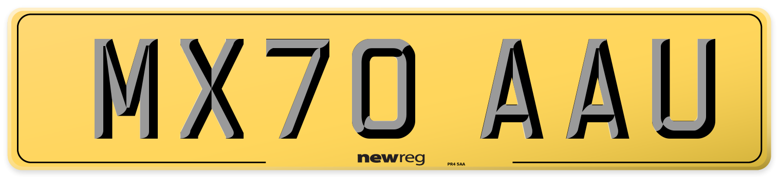 MX70 AAU Rear Number Plate
