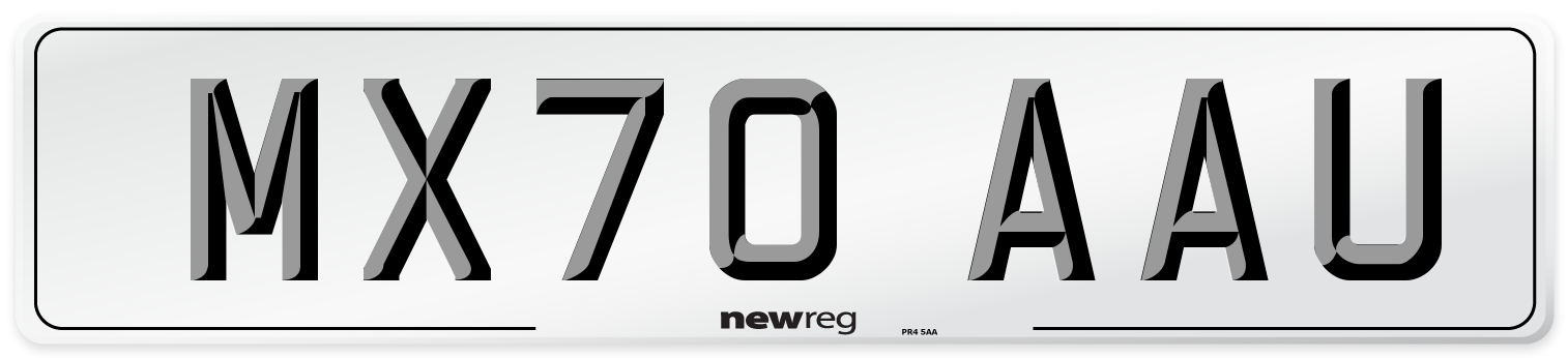 MX70 AAU Front Number Plate