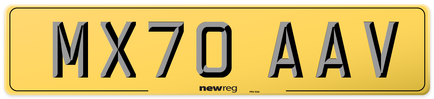 MX70 AAV Rear Number Plate