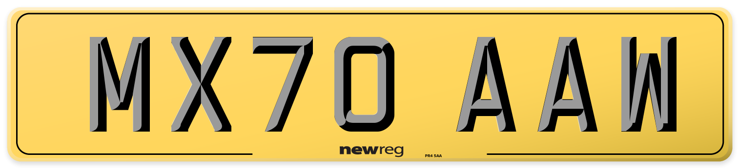 MX70 AAW Rear Number Plate
