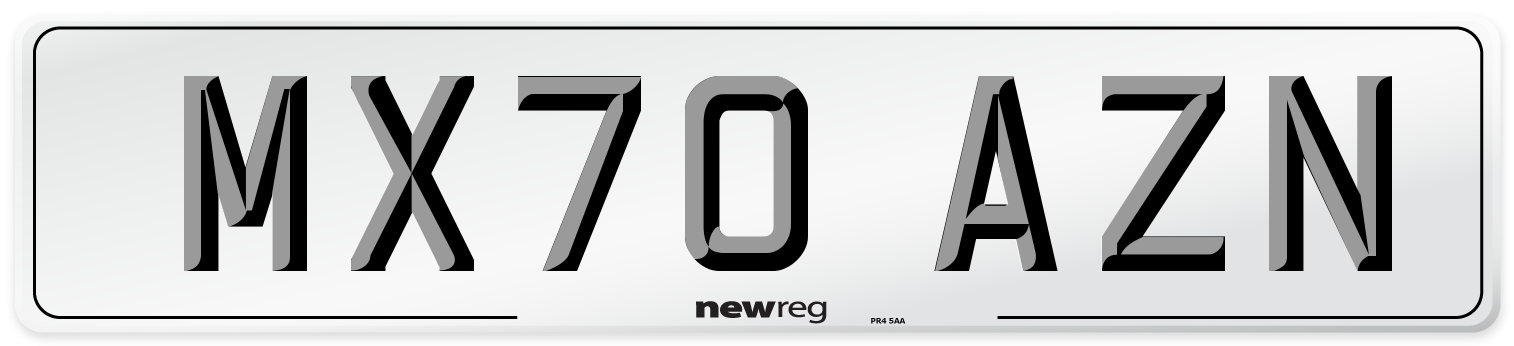 MX70 AZN Front Number Plate