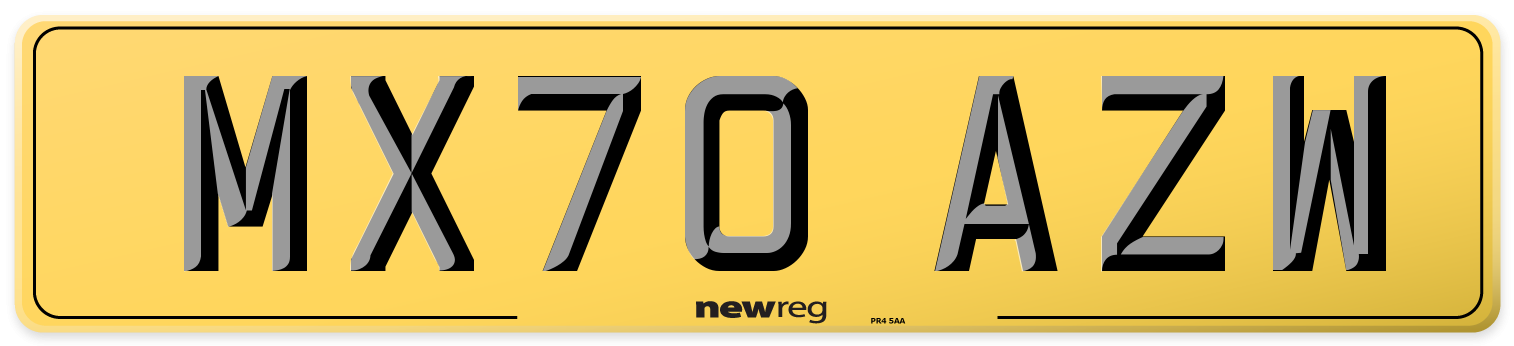 MX70 AZW Rear Number Plate