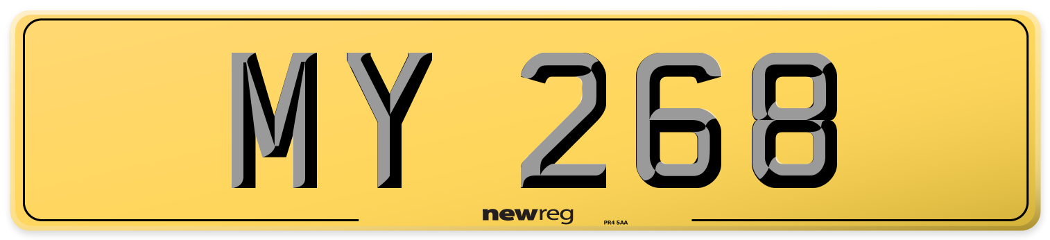 MY 268 Rear Number Plate