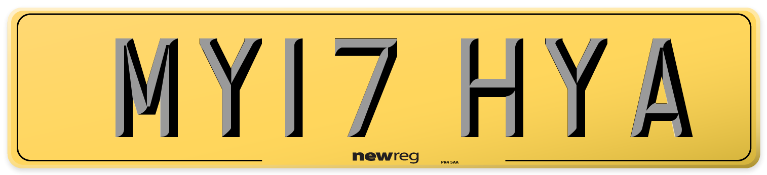 MY17 HYA Rear Number Plate
