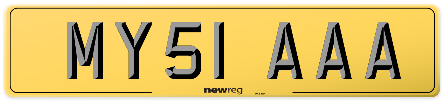 MY51 AAA Rear Number Plate