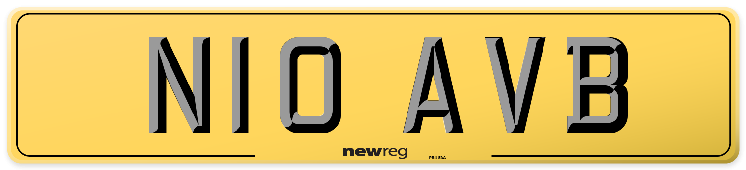 N10 AVB Rear Number Plate