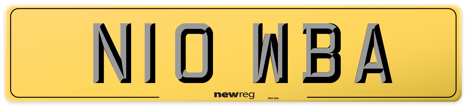 N10 WBA Rear Number Plate