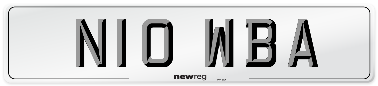 N10 WBA Front Number Plate