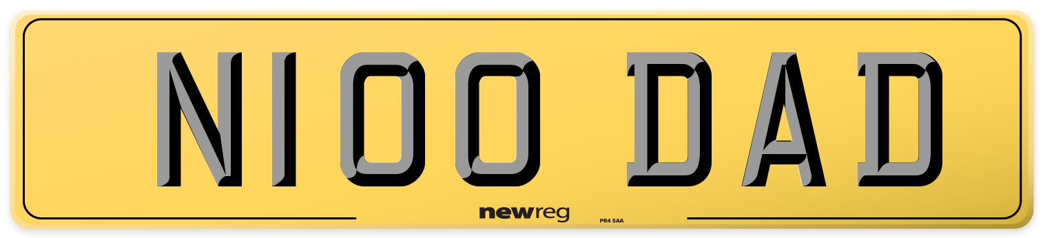N100 DAD Rear Number Plate