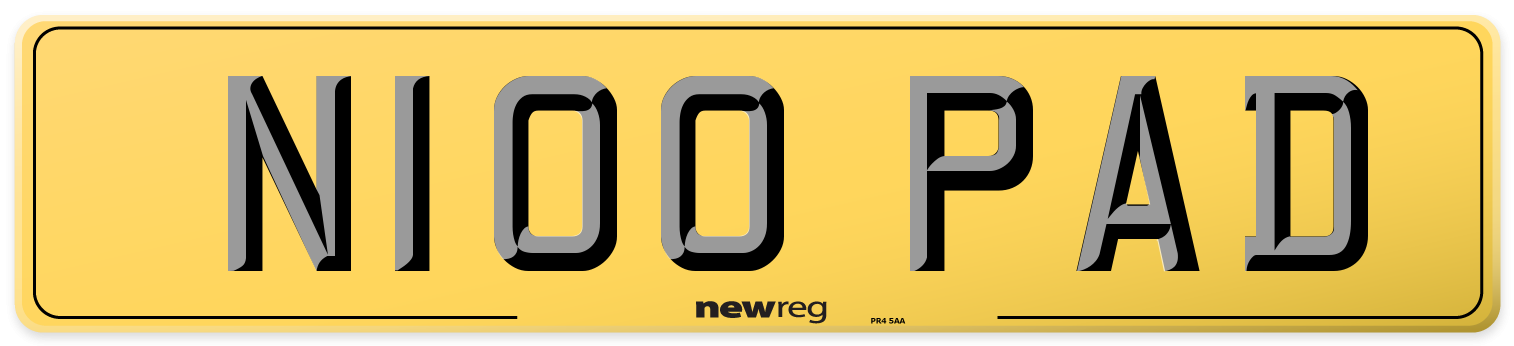 N100 PAD Rear Number Plate
