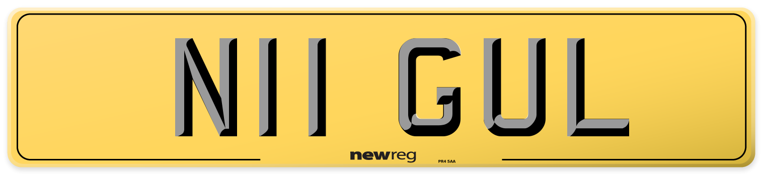 N11 GUL Rear Number Plate