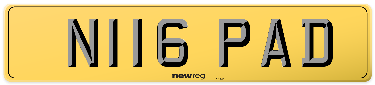 N116 PAD Rear Number Plate