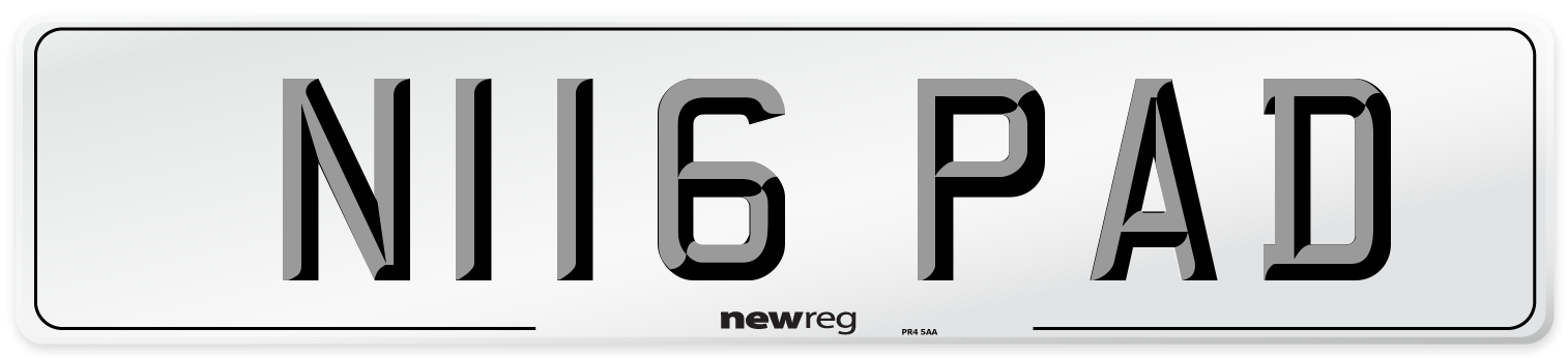 N116 PAD Front Number Plate