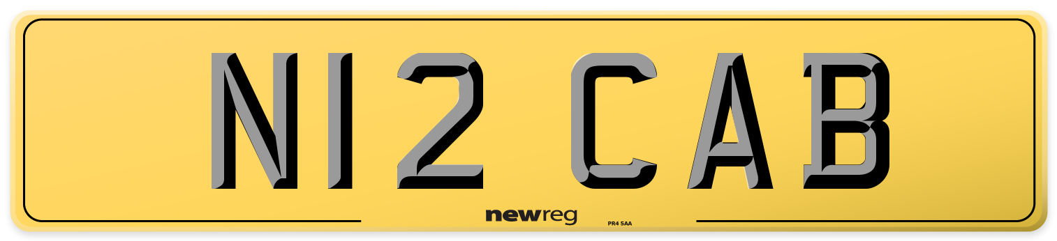 N12 CAB Rear Number Plate