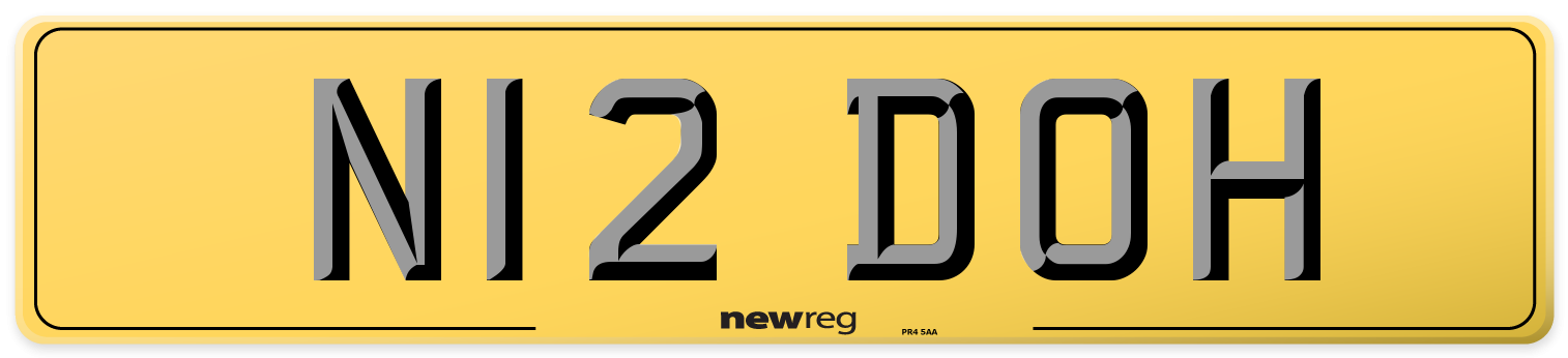 N12 DOH Rear Number Plate