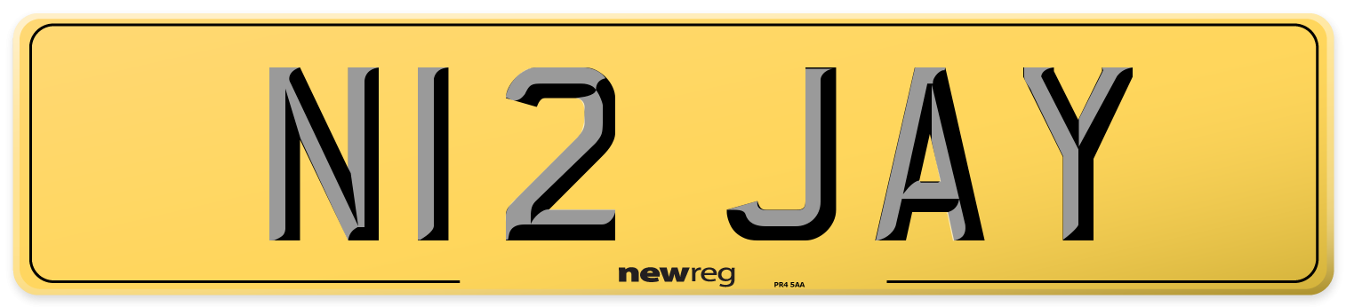 N12 JAY Rear Number Plate