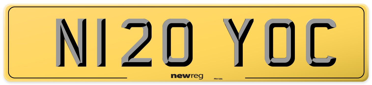 N120 YOC Rear Number Plate