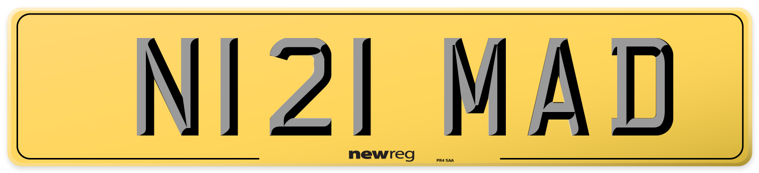N121 MAD Rear Number Plate