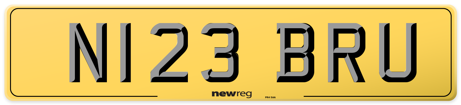 N123 BRU Rear Number Plate