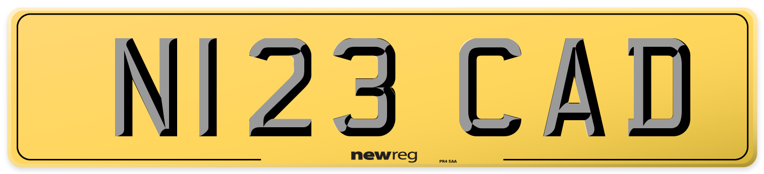 N123 CAD Rear Number Plate