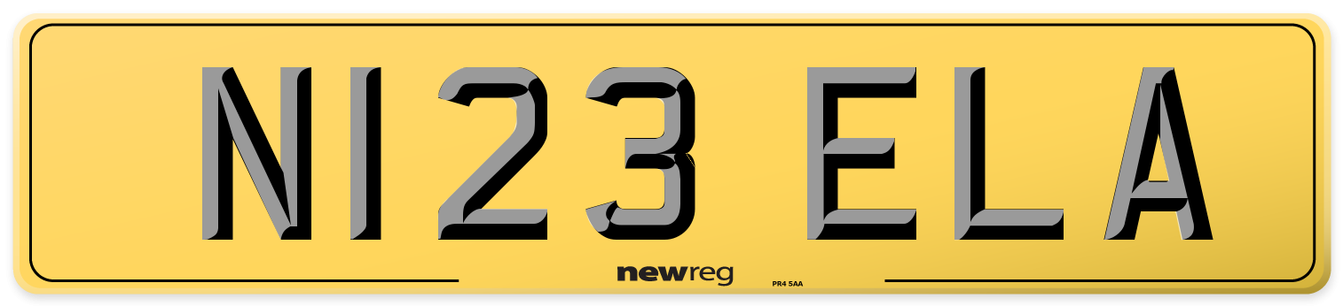 N123 ELA Rear Number Plate